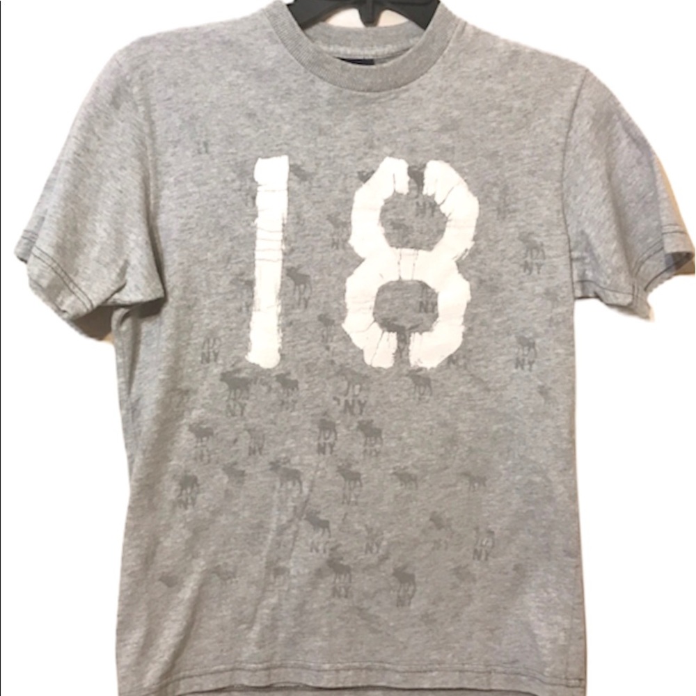 Abercrombie Boys Graphic T-Shirt Light Gray Size M (12) EUC